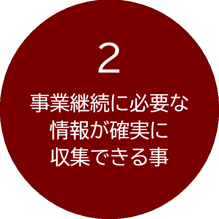 事業継続に必要な情報が確実に収集出来る事